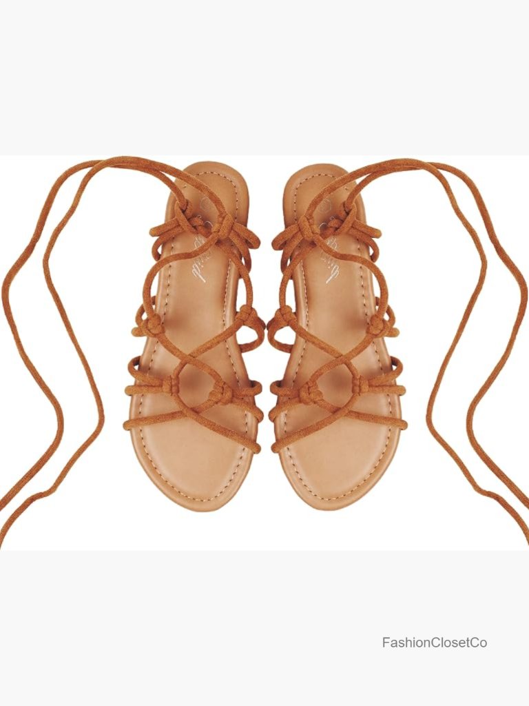 Women's Open Toe Lace Up Gladiator Flat Sandals Slip On Roman Sandals